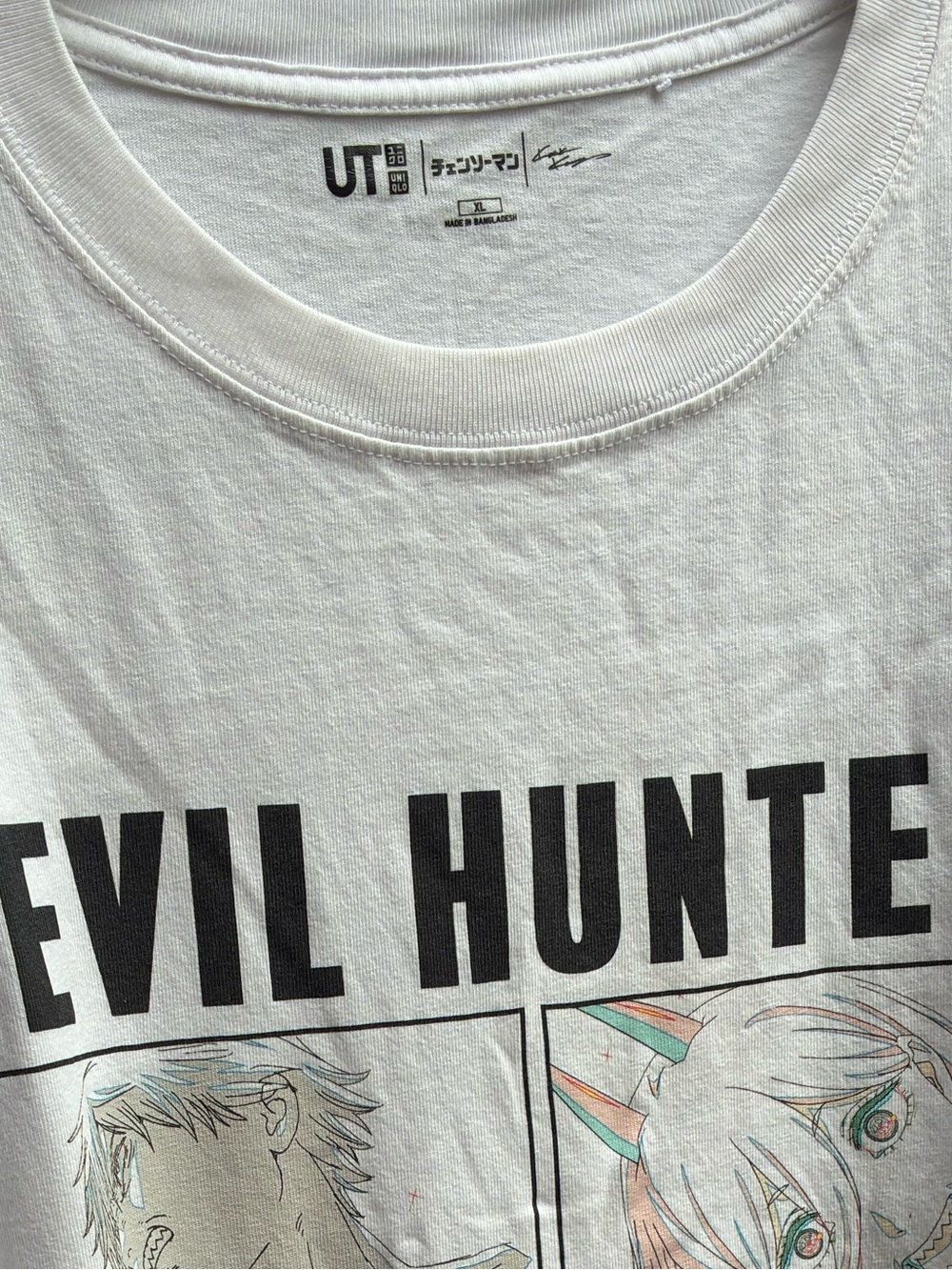 Uniqlo White 'Devil Hunter' Graphic Crewneck Tee